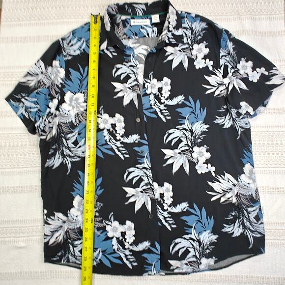 Cubavera Black Blue White Floral Tropical Button-Up Shirt Men’s XL - Picture 4 of 6